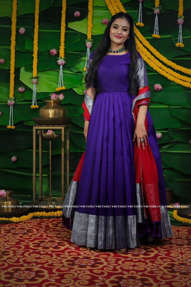 Gahena Pattu Gown Royal Violet Color Wholesale Gown Catalog